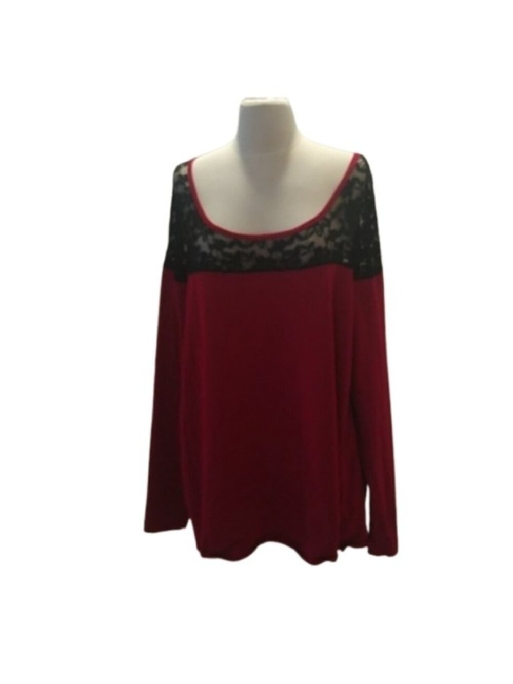 Torrid Long Sleeved Red Sweater w/ Sheer Lace Inset, Size 3 3X